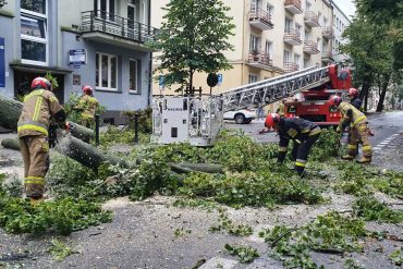 Strażacy usuwający skutki po przejściu nawałnicy