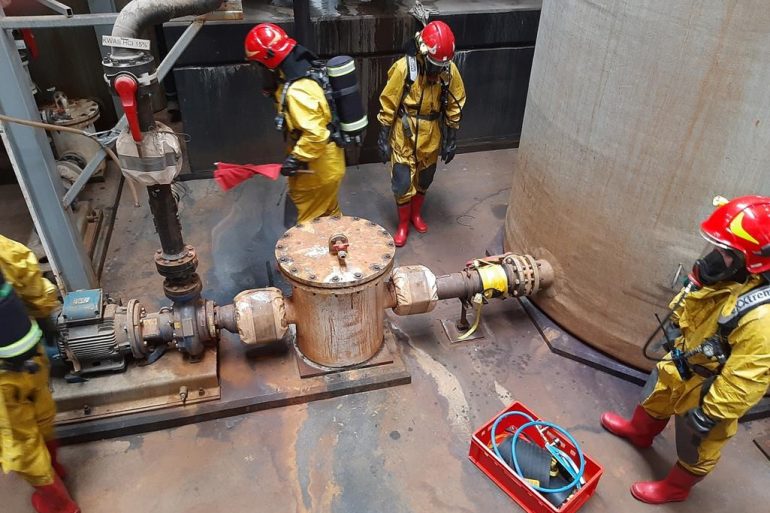 Ćwiczenia doskonalące zmian służbowych Jednostki Ratowniczo-Gaśniczej w Zamościu